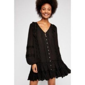 Free People Snow Angel Mini Dress, Black, Size S